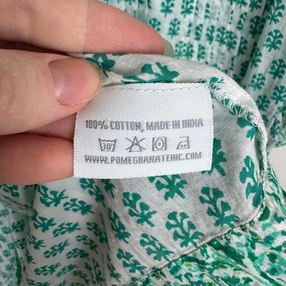 House of Pom Womens Floral Mini Dress in Green Sz XS Sheer Lightweight Boho - Picture 11 of 13